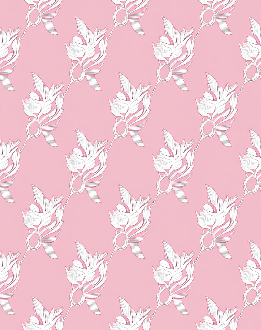 Soft Pink White Floral Branch Rug
