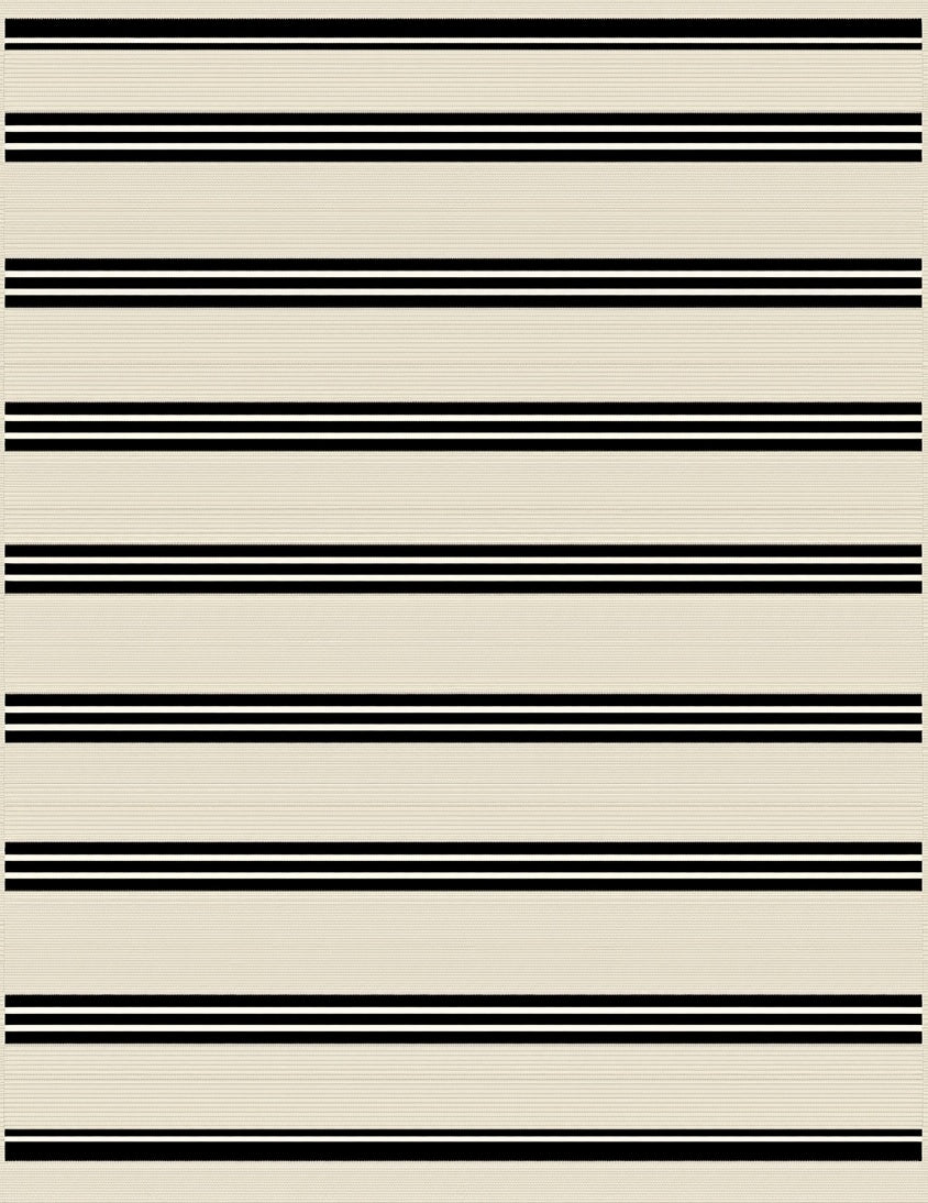 Classic Cream Black Double Stripe Rug