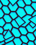 Vivid Aqua Shattered Hexagon Texture Rug