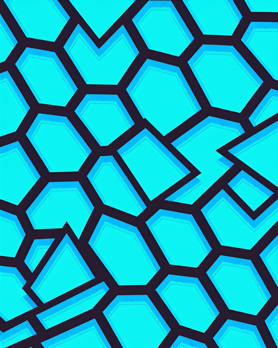 Vivid Aqua Shattered Hexagon Texture Rug