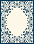 Navy Ivory Floral Scroll Border Rug