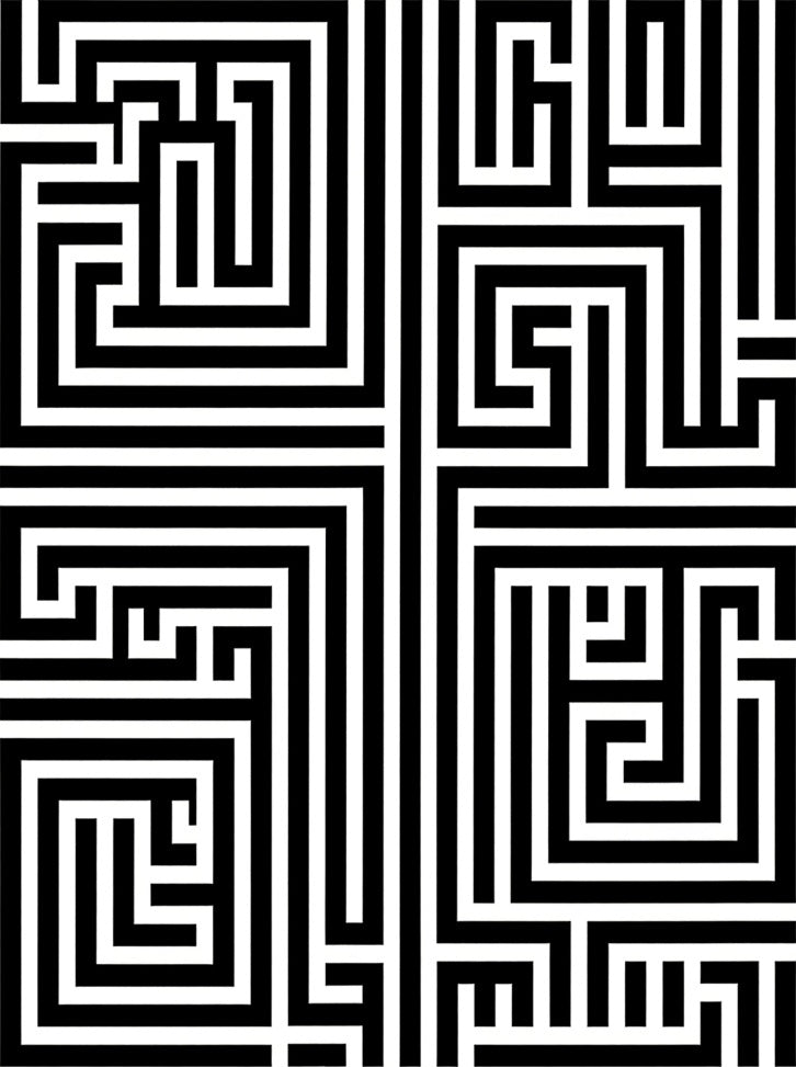 Black White Intersecting Lines Rug