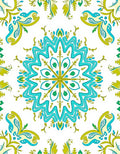 Turquoise Teal Floral Medallion Garden Rug