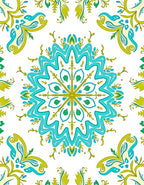 Turquoise Teal Floral Medallion Garden Rug