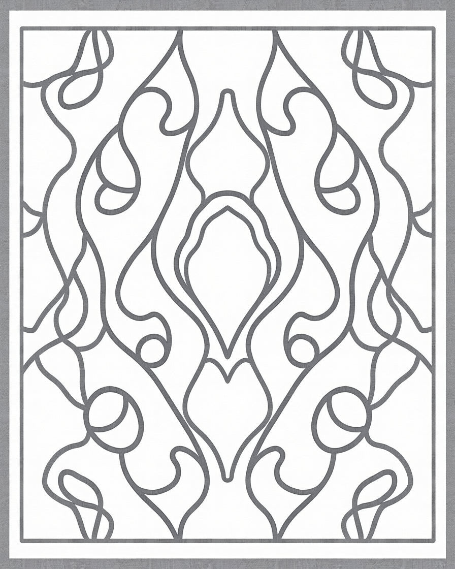 Gray Abstract Line Art Medallion Rug