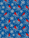 Crimson Cardinals Snowflakes Blue Rug