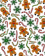 Whimsical Gingerbread Snowflakes Candy Canes Rug
