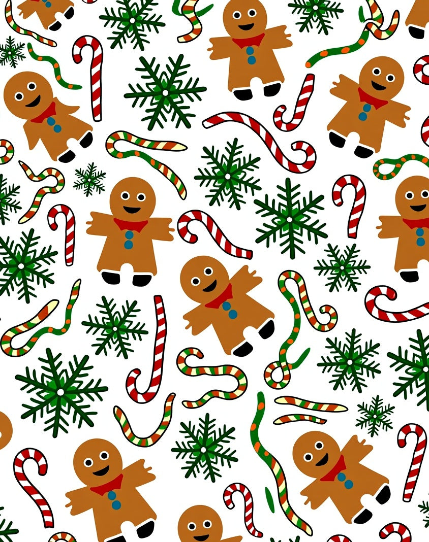 Whimsical Gingerbread Snowflakes Candy Canes Rug