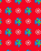 Bright Blue Green Red Snowflakes Rug