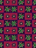 Bold Plum Deep Green Floral Grid Rug