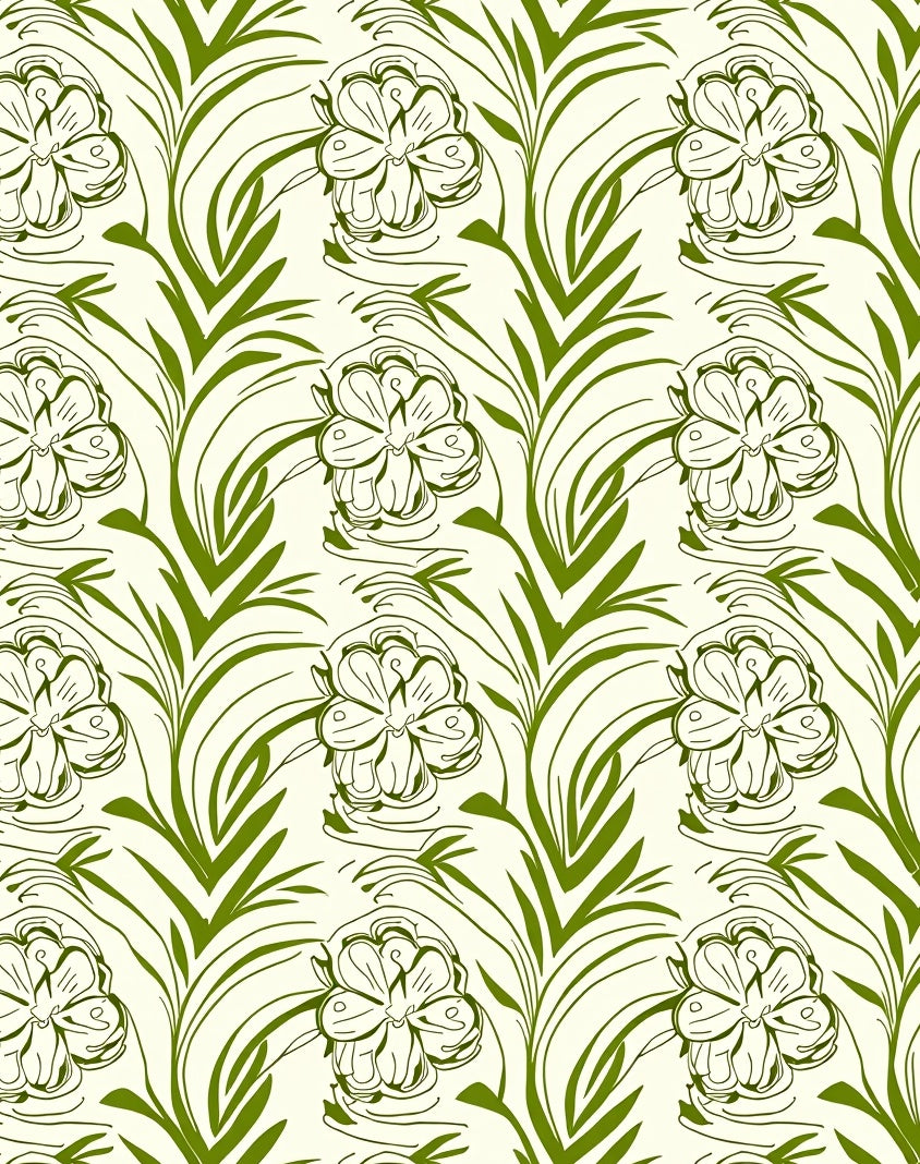 Green Floral Vine Repeat Rug