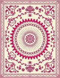 Crimson Floral Medallion Cream Rug
