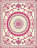 Crimson Floral Medallion Cream Rug