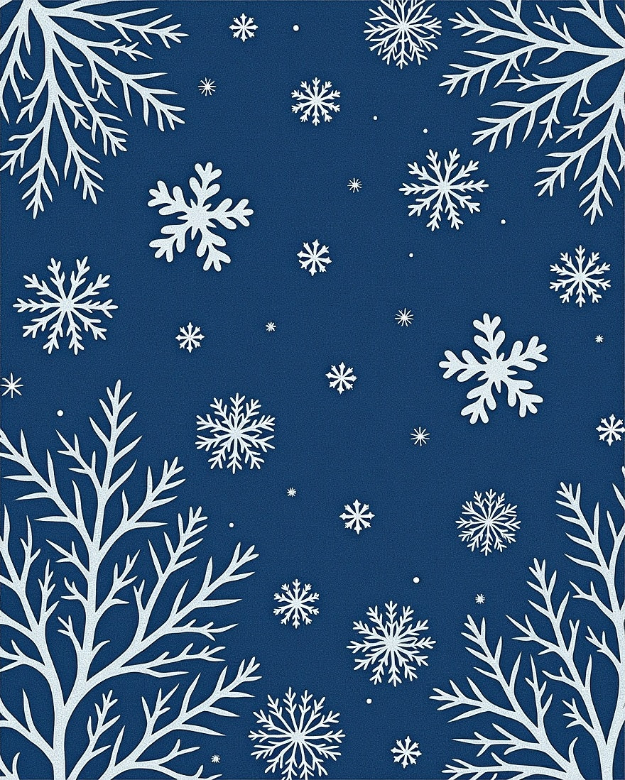Winter White Snowflakes On Blue Rug