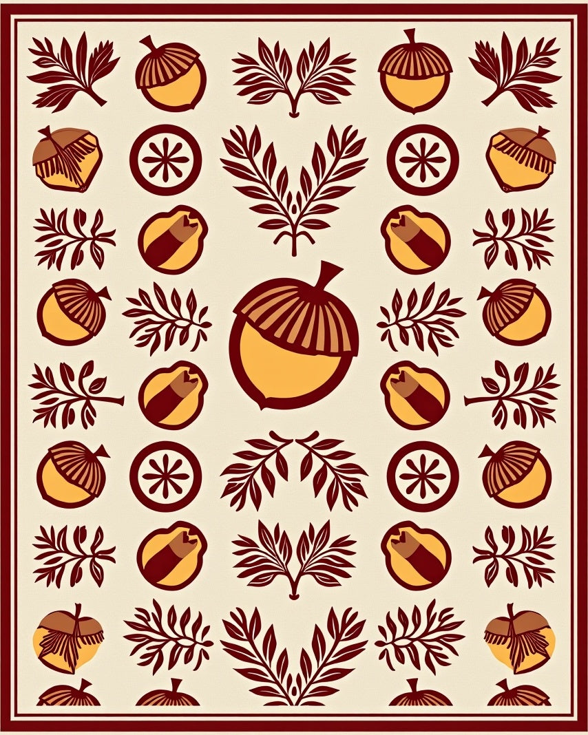 Autumn Acorn Leaf Meadow Rug
