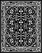 Black White Intricate Floral Medallion Rug
