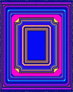 Bold Neon Geometric Layered Frame Rug