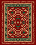 Rich Crimson Emerald Vine Intricate Rug