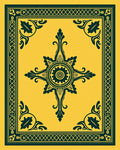 Golden Teal Intricate Floral Medallion Rug