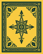 Golden Teal Intricate Floral Medallion Rug