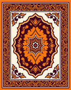 Warm Orange and Plum Medallion Rug