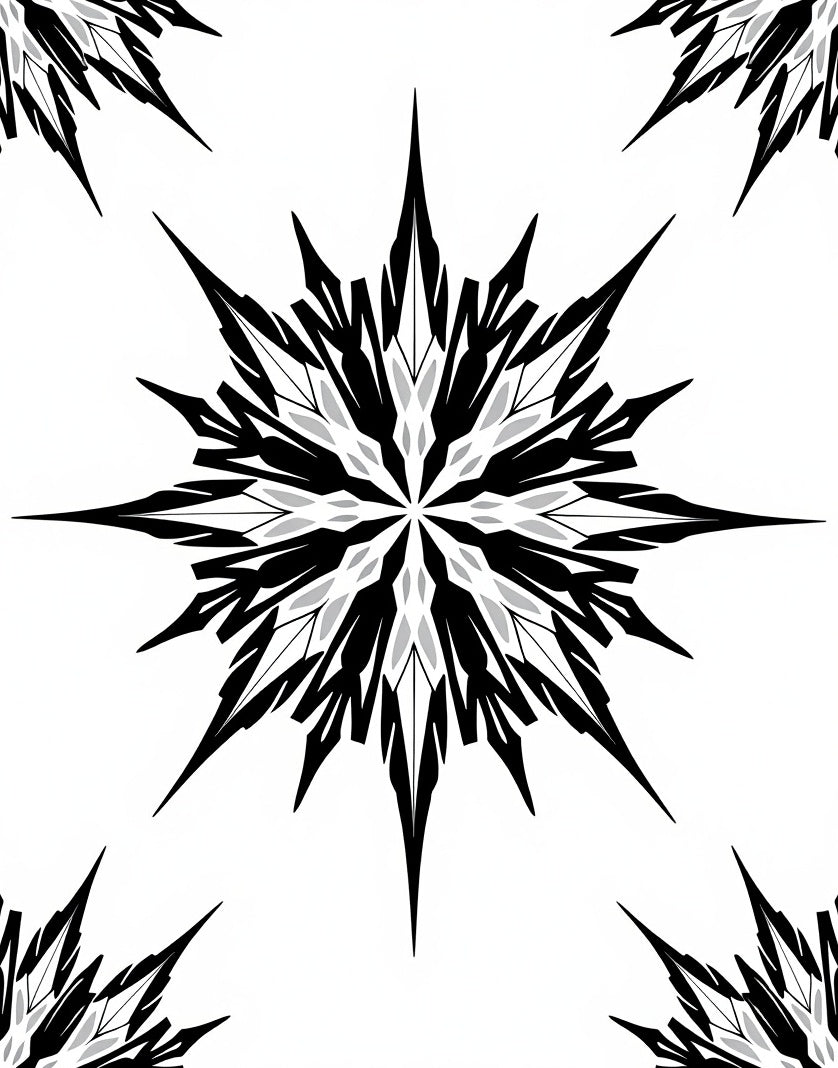 Sharp Black White Geometric Starburst Rug