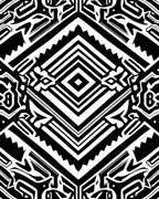 Bold Black White Geometric Tribal Rug