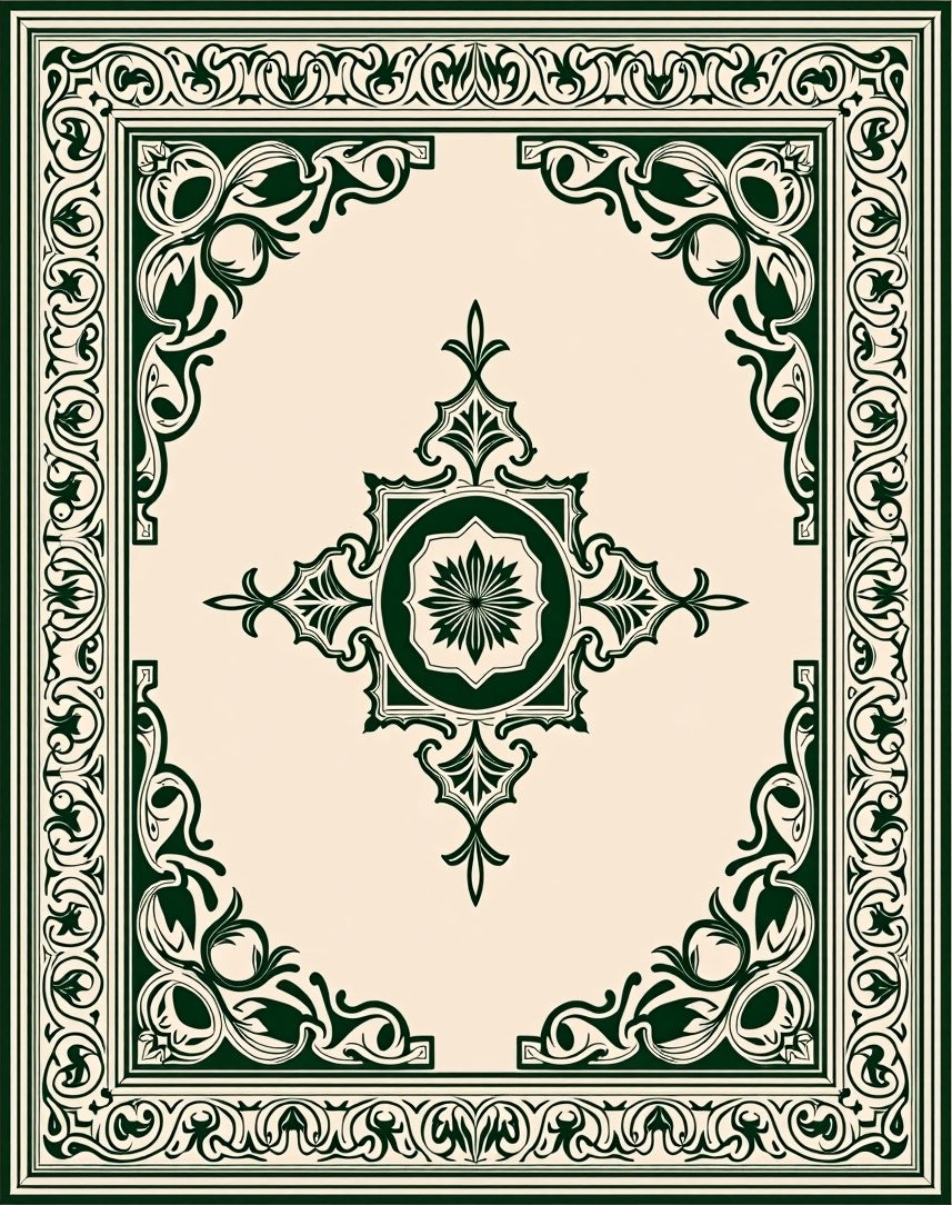 Regal Emerald Floral Corner Medallion Rug