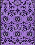 Orchid Black Floral Vine Scroll Rug