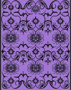 Orchid Black Floral Vine Scroll Rug