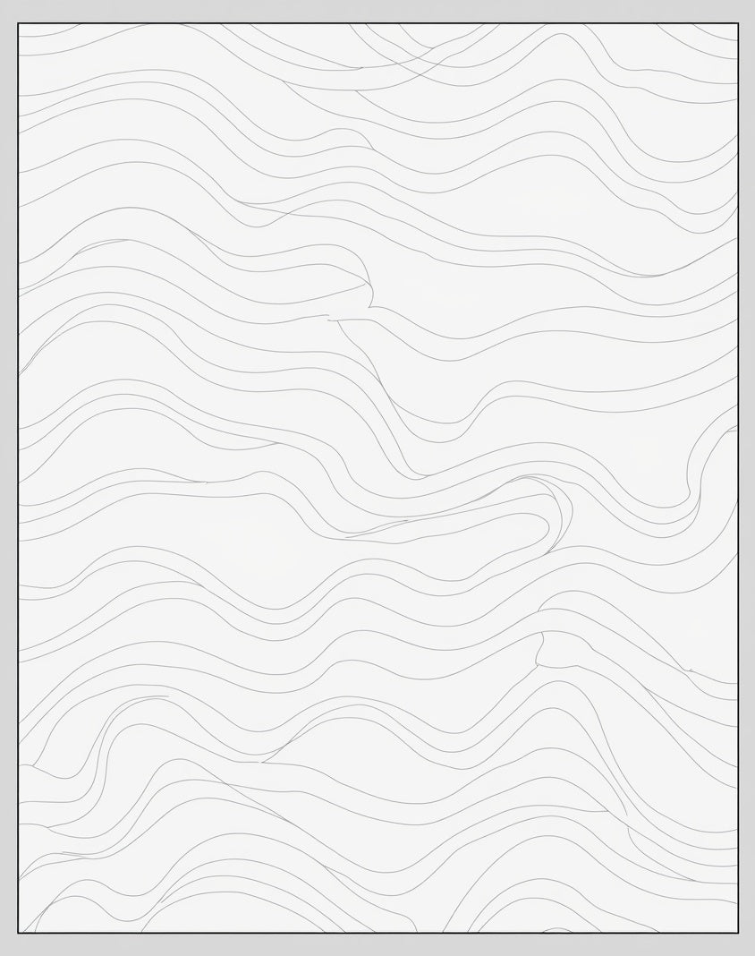 Minimalist Gray Line Abstract Waves Rug