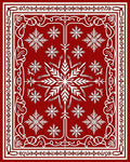 Crimson Red White Snowflake Medallion Rug