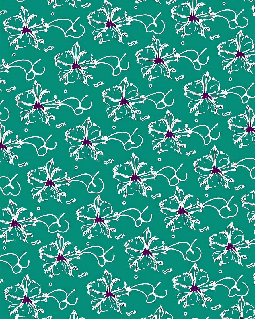 Teal White Floral Whimsical Vine Rug