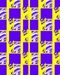 Bold Yellow Purple Abstract Checkered Rug