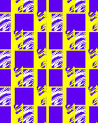 Bold Yellow Purple Abstract Checkered Rug