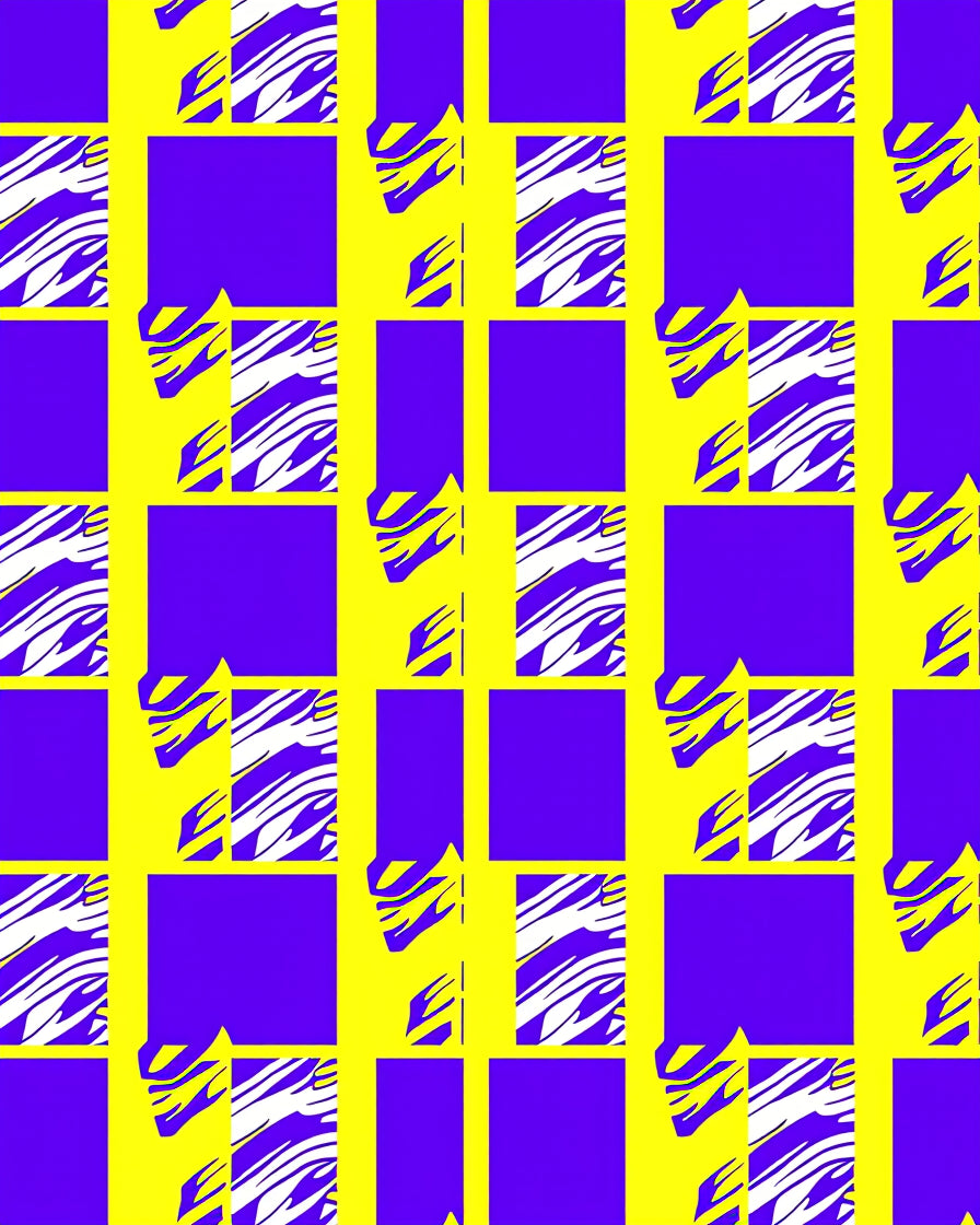 Bold Yellow Purple Abstract Checkered Rug