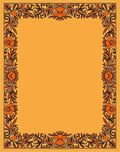 Orange Floral Vine Border Art Rug