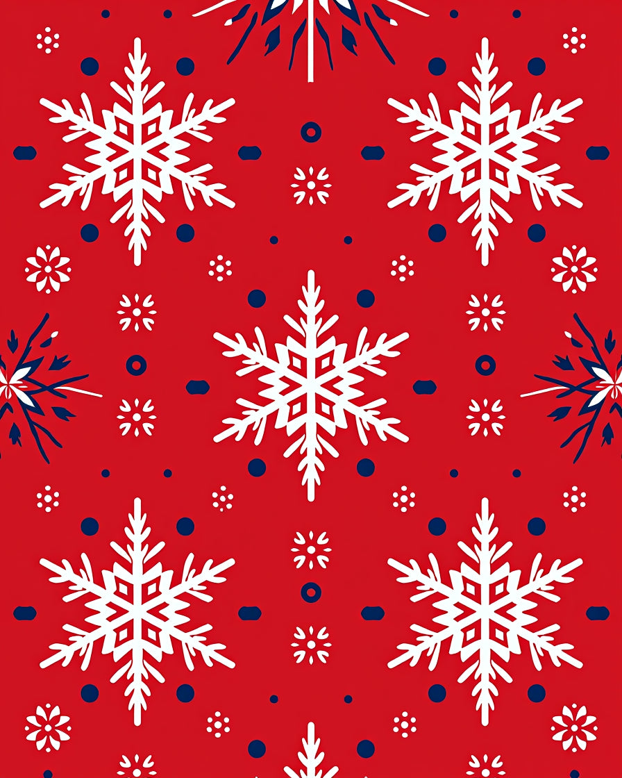 Classic Red Snowflake Cluster Rug