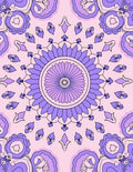 Purple Petal Mandala With Leaves Rug