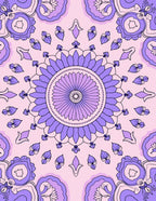 Purple Petal Mandala With Leaves Rug