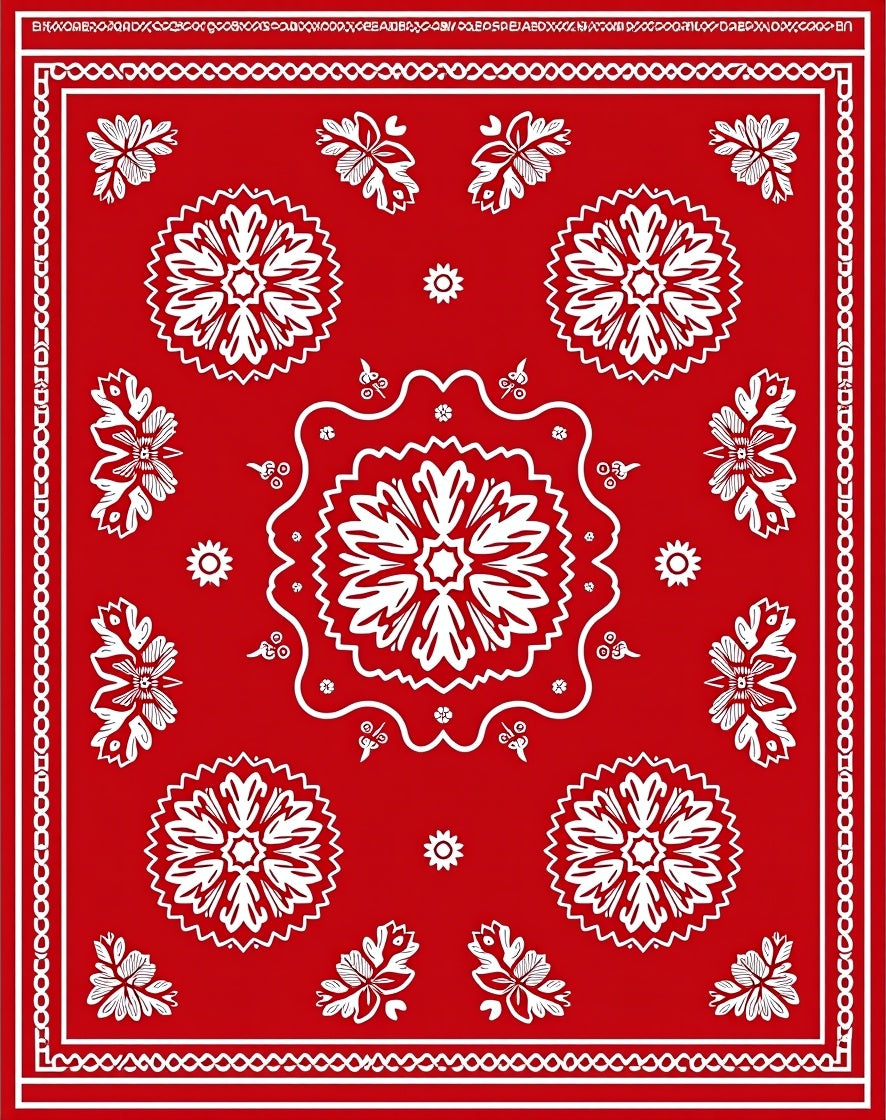 Bold Red Floral Mandala Medallion Rug