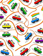 Colorful Train Rainbow Swirl Rug