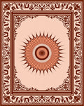 Terracotta Sunburst Bordered Medallion Rug