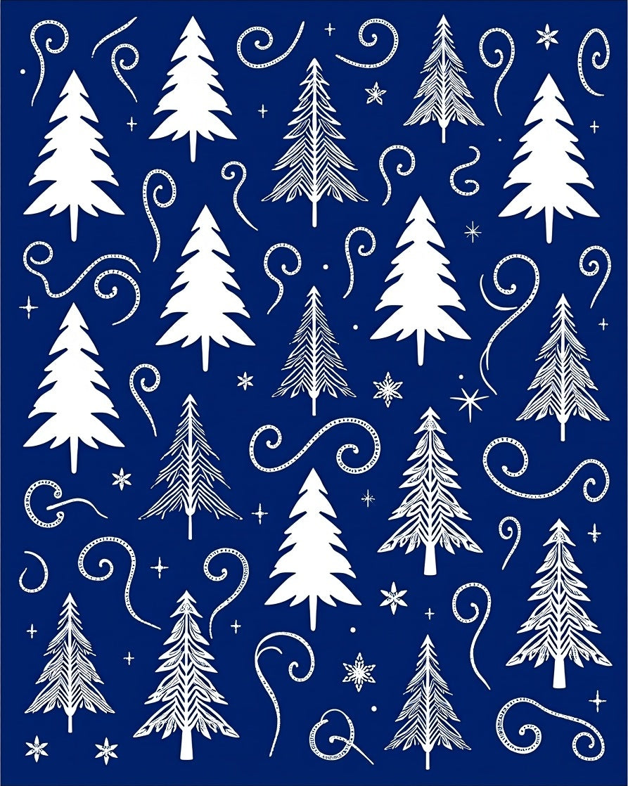 Festive Blue Pine Tree Garland Rug