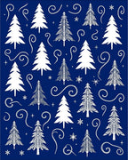 Festive Blue Pine Tree Garland Rug