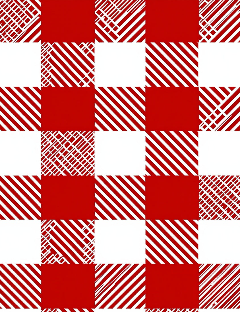 Bold Red White Gingham Lines Rug