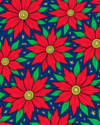 Bold Red Poinsettia Floral Rug