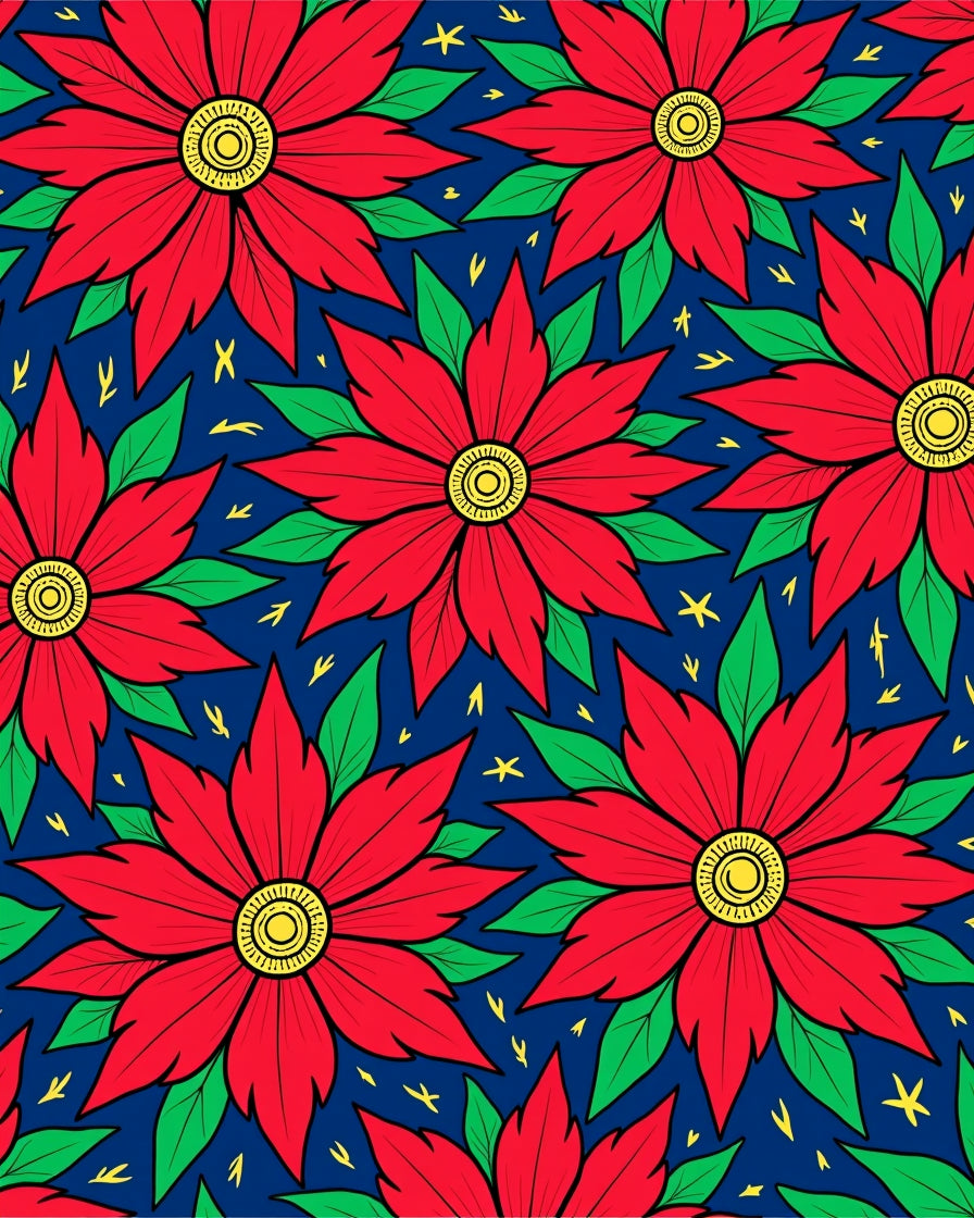 Bold Red Poinsettia Floral Rug