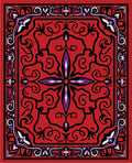Crimson Red Floral Swirl Border Rug