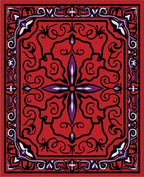 Crimson Red Floral Swirl Border Rug